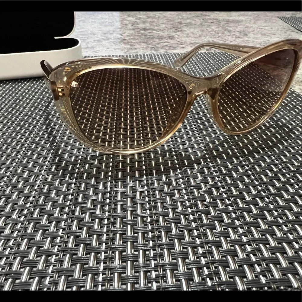Calvin Klein Collection Women’s Crystal Beige Cat Eye Sunglasses w Case NWOT